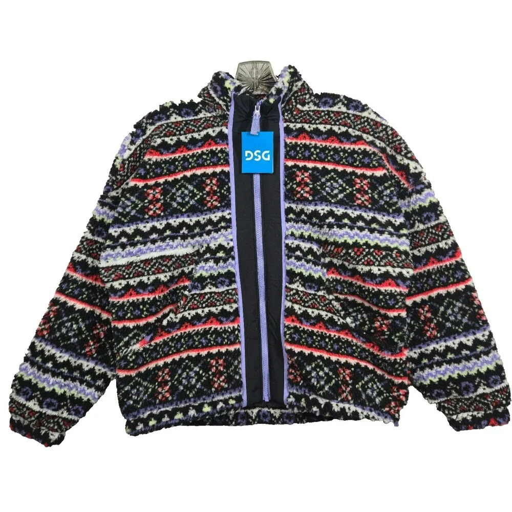 DSG Girls' Cozy Fleece multicolor Full Zip Jacket NWT EXTRA LARGE 16